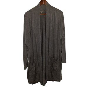 Eileen Fisher Womens Charcoal Gray Open Front Cardigan Pockets XL Relaxed Fit Li